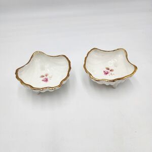 Vintage Set 2 Jubilee Fine Bone China Flower England Shell Shaped Trinket Dish
